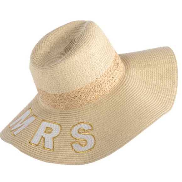 NWT SHIRALEAH "MRS" HAT, NATURAL - Picture 2 of 5